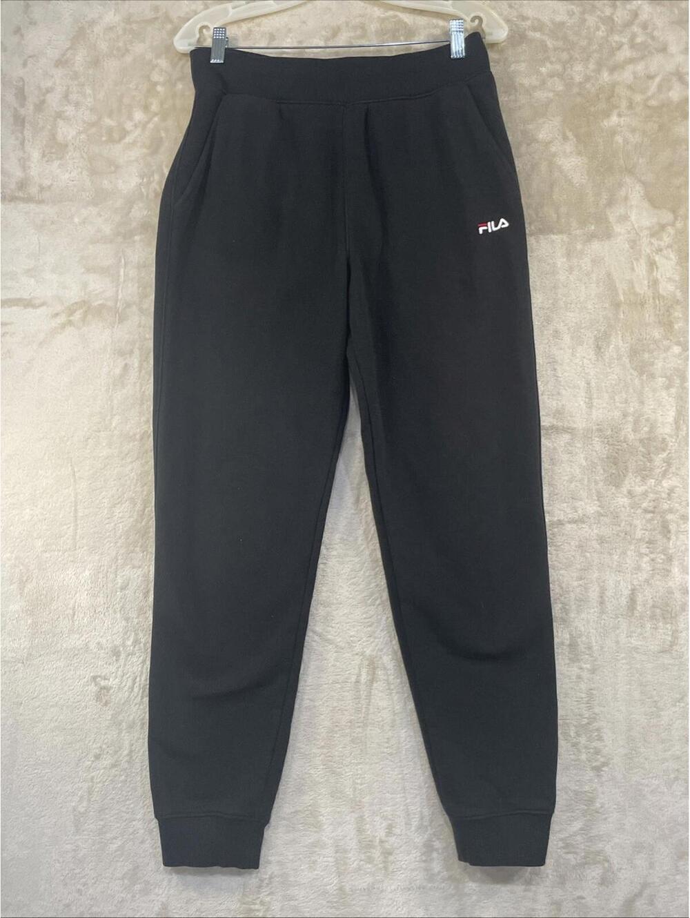 Fila Sweatpants Men’s Medium Black Joggers Drawstring Tapered